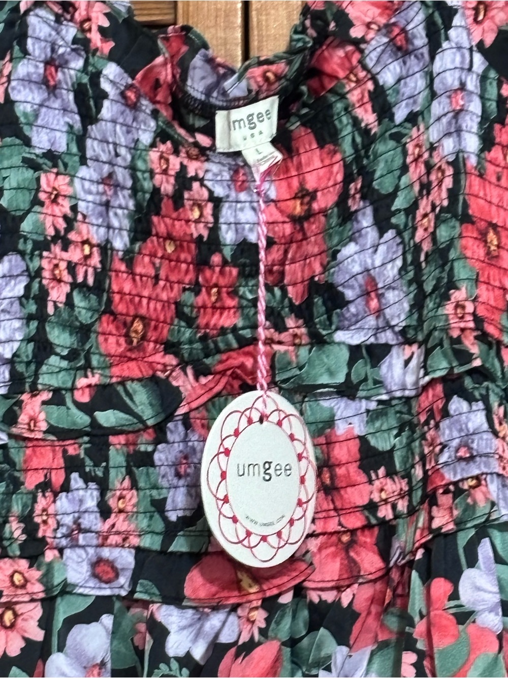Umgee Black Floral Long-Sleeve Mini Dress - Picture 2 of 8